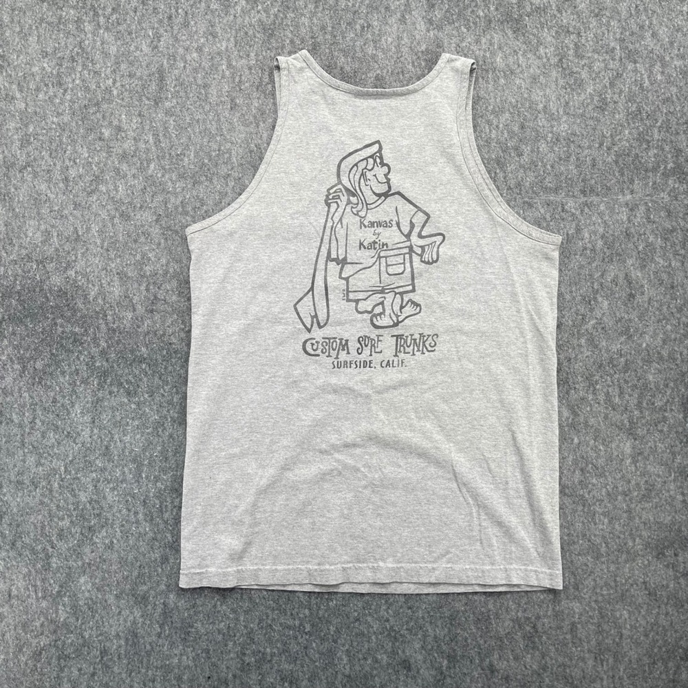 Katin Kanvas Tank Top Mens Large Graphic Gray Surfside California
